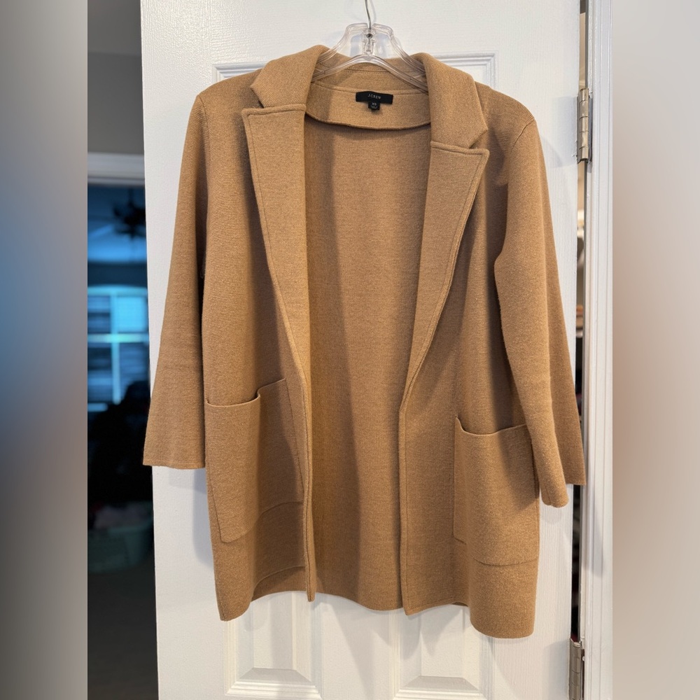 J. Crew Tan Sophie Open Front Cardigan Sweater Blazer size XS fits like S or M